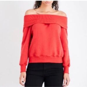 Good American USA Red scoop neck Off-Shoulder Sweater